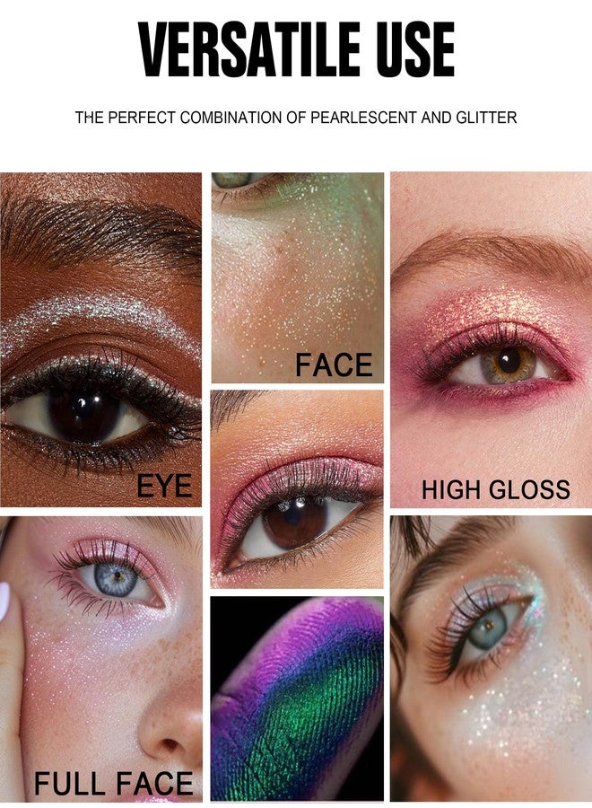 Easilydays Chameleon Diamond Blue Eyeshadow, Multichrome Face Highlighter Palette, Multi-use, High Pigment, Long Lasting, Metallic Glitter Sparkling Eyeshadow Eyes Makeup Highlighter, 05 Blue - Image 5